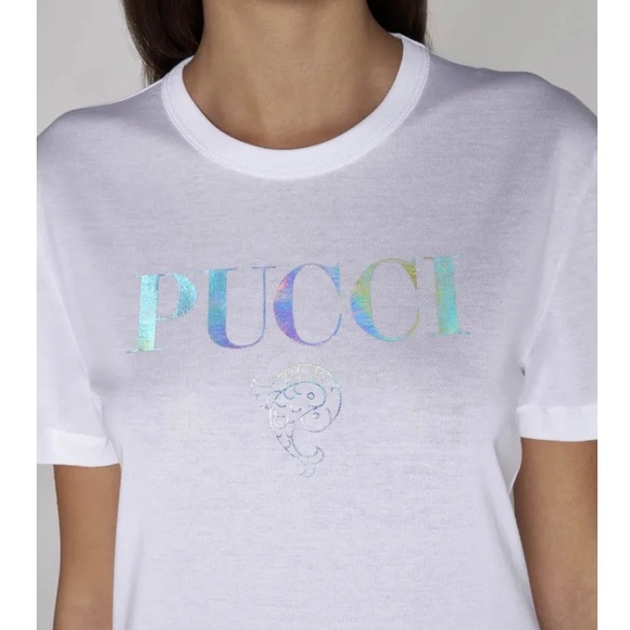 NEW PUCCI LOGO-PRINT COTTON T-SHIRT - Picture 5 of 7